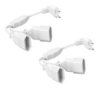 rallonges d'alimentation,Lot de 2 30cm 2 en 1 Câble d'extension de Prise d'extension EU,0,75 mm² Max. 2.5A/250V Fiche Euro vers Prise Euro pour Ordinateur,TV,PC,Blanc