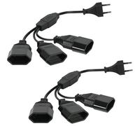 rallonges d'alimentation,Lot de 2 30cm 3 en 1 Câble d'extension de Prise d'extension EU,0,75 mm² Max. 2.5A/250V Fiche Euro vers Prise Euro pour Ordinateur,TV,PC,Noir
