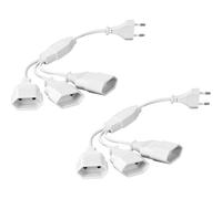 rallonges d'alimentation,Lot de 2 30cm 3 en 1 Câble d'extension de Prise d'extension EU,0,75 mm² Max. 2.5A/250V Fiche Euro vers Prise Euro pour Ordinateur,TV,PC,Blanc