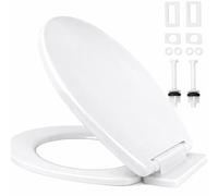 Ram® Abattant WC à fermeture douce avec libération rapide pour un nettoyage facile avec charnières réglables Blanc