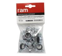 Ram - Collier Simple Isophonique Acier, 16mm, Argent, Sachet de 10