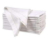 Ramanta Home Lot de 12 serviettes de table décoratives en lin et coton avec coins en onglet - Pour fêtes, mariages, printemps, Pâques - 50,8 x 50,8 cm - Blanc