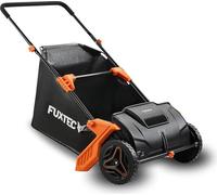 Ramasseur de feuilles FUXTEC avec une largeur de travail de 530 mm, une profondeur de travail de 0-40 mm, un bac de ramassage d'environ 100 litres et un poids net de 6,5 kg