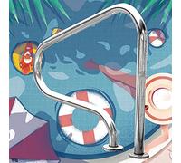 Rambarde de Piscine enterrée - Acier Inoxydable 304 avec 3 poignées coudées, Accessoires Clete pour entrées de Piscine sécurisées, argentée