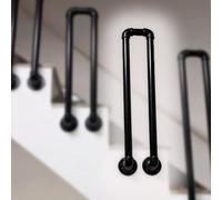 Rambarde d'escalier Industrielle en tuyaux, antidérapante, à Fixation latérale, pour marches intérieures/extérieures, 85 cm (33,5 po), en Fer Noir, Solution de sécurité Durable pour mezzanin