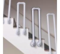 Rambarde d'escalier Industrielle en tuyaux, Fixation latérale, antidérapante, en Fer, pour marches intérieures/extérieures et Mezzanine (Blanche, 35 cm / 13,7 po) - Solution de sécurité dura