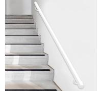 Rambarde d'escalier industrielle main courante en métal à montage mural pour marches intérieures et extérieures, Kit de support de main courante de rampe d'escalier ronde blanche 1ft-20ft(250cm)