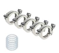 RAMBEX Pince Triple 1.5 "2" 2.5 ", 50.5Mm 64 77.5mm, Virole OD SS304, Raccord Sanitaire À Trois Trèfle en Acier Inoxydable for Le Brassage À Domicile(Color:5 PCS,Size:K-64mm 2 inch)