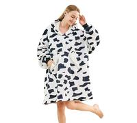 Ramees Couverture à capuche surdimensionnée en polaire Sherpa avec manches et poches (vache)