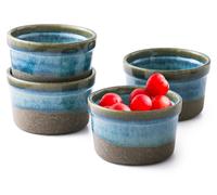 Ramequin à soufflé - Céramique - Lot de 4 - 240 ml - Bleu mer - Four et micro-ondes