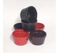 Ramequin à soufflé Diamètre 9.5 cm couleur Rouge Noir et Violet - Lot de 6