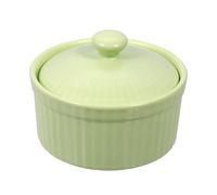 Ramequin en Céramique avec Couvercle, Bol Soufflé Rond pour Desserts | Surface Lisse, Bords Polis, Structure Robuste, Présentation Soignée sur Table, Cuisine Maison et Fêtes