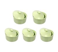 Ramequin Soufflé en Céramique Rond avec Couvercle pour Desserts Maison | Bol à Pudding, Caramel, Œufs ou Soupe, Portions Individuelles, Présentation Élégante à Table, Surface Lisse