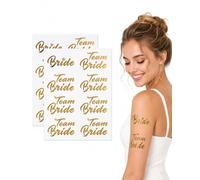RAMGLYO 16 Tatouages Éphémères EVJF Dorés (2 Feuilles), Accessoires Team Bride pour Enterrement de Vie de Jeune Fille, Tatouage Temporaire Mariage Chic, Déco et Cadeau