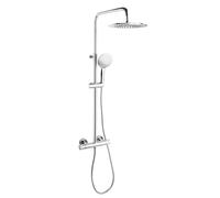 Ramon Soler - Colonne de douche monocommande Monotech RP240 | Design moderne haut de gamme avec pommeau supérieur et douche | Disponible en chrome brillant ou noir mat (chromé)