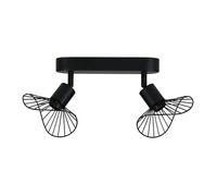 Rampe 2 spots Capeline en métal noir - Ostaria - Abat-jours orientables - Style contemporain