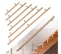 Rampe de main en bois massif pour escaliers, 120 cm, forme ronde, finition naturelle