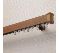 Rampe de montagne silencieuse à fixation murale, imitation bois grain de bois, rail en alliage d'aluminium, glissière droite de 4,20 m avec poulie simple/double pour lisse
