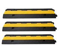 Rampe de protection pour câbles - Lot de 3 - 2 canaux - Caoutchouc + PVC - Capacité de charge jusqu'à 4 990 kg - Pour parkings et accès