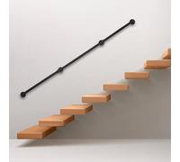 Rampe de sécurité antidérapante noire pour escaliers intérieurs longue marche rail de pied 2,44 m main courante balustrade noire longueur totale 2,44 m