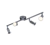 Rampe de spots LED plafonnier salon 4 flammes, métal argenté, 4x 3W 4x 280lm blanc chaud, L 60 cm