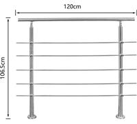 Rampe d'escalier 120cm 5 entretoises acier inoxydable Garde-corps et mains courantes Balustrade de balcon Montage d'escalier Balustrade de balcon Entretien facile Balustrade intérieure et extérieure