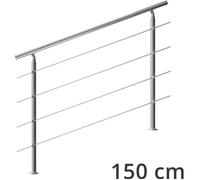 Rampe d'escalier 150 cm acier inoxydable 4 traverses main courante balustrade garde-corps aide escalier balcon intérieur extérieur