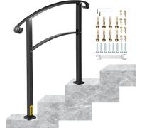rampe d'escalier 3 marches pour escalier extérieur, convient pour 1 ou 3 marches, noir mat, main courante en fer avec kit de montage, mains courantes pour marches extérieures