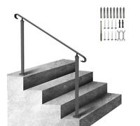 Rampe d'escalier en fer forgé, pour 2 à 3 marches, de couleur noire, avec kit de montage