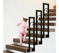 Rampe d'escalier en forme de U à montage latéral Piquet de main courante Convient à 1 marche | Main courante en fer forgé doré pour escalier extérieur, garde-corps d'escalier(Noir,75cm)