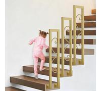 Rampe d'escalier en forme de U à montage latéral Piquet de main courante Convient à 1 marche | Main courante en fer forgé doré pour escalier extérieur, garde-corps d'escalier(Gold,75cm)