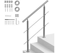 Rampe d'escalier en inox avec main courante et 2 barres transversales - 1000x104x1060mm - Rampe de haute qualité pour escalier - Protection d'escalier sûre et élégante