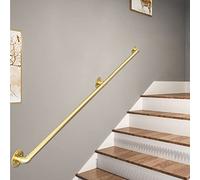 Rampe d'escalier en métal pour rampe d'escalier à l'intérieur et à l'extérieur avec supports muraux, couloir, grenier, pont, marches de grenier, tige de support, 1 à 20 pieds doré ( Size : 210cm )