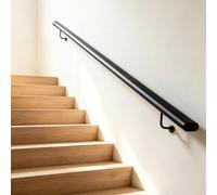 Rampe d'escalier intérieure et extérieure, main courante murale robuste | Escalier métal noir, antirouille. Installation simple antidérapante.Escaliers,terrasses, porche,jardin(280cm)