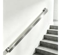 Rampe d'escalier intérieure, main courante en tube carré argenté, rampes murales industrielles antidérapantes de 1 à 20 pieds pour villa/appartement/grenier/couloir/porche(2.5m)