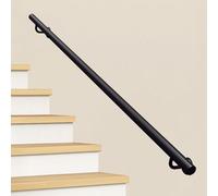 Rampe d'escalier moderne - 1m 120cm 1.5m 2m 240cm 2.5m 3m Main-d'œuvre d'escalier pour étapes extérieures intérieures - Barau de sécurité de la sécurité murale en métal noir en métal noir(400cm)
