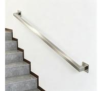 Rampe d'escalier murale 60cm 1m 1.5m 2.8m 2.5m 3.9m 4.5m 6m Main courante industrielle en acier inoxydable brossé Barre d'appui en tube carré pour couloir loft de villa Argent(4m)