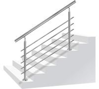 Rampe d'escalier TRMLBE 100m Main courante en acier inoxydable avec poteaux Garde-corps extérieur-intérieur Garde-corps d'entrée pour escalier Mur Main courante d'escalier, matériel de montage inclus,