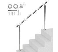 Rampe pour escaliers extérieurs, 150 cm, en acier inoxydable, avec kit de montage