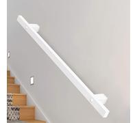 Rampes d'escalier 60cm 80cm 1m 1.5m 1.8m 2m 2.4m 3m Rampe d'escalier blanche pour intérieur et extérieur Supports de rampe de sécurité, kit de rampe d'escalier en tube métallique à montage mural(180cm