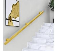 Rampes d'escalier modernes - 60cm/1.2m/2.8m/3m/3.5m/4m/4.5m - Doré, rampe d'escalier antidérapante en métal à montage mural pour marches intérieures et extérieures - Kit complet(250cm)