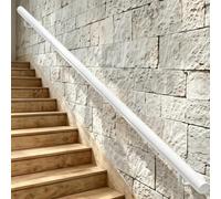 Rampes D'escalier Pour Murs Briques Béton Bois, Barre D'appui | Mains Courantes Industrielles Modernes En Métal, Sécurité Pour Cages Escalier Étroites, Fer Forgé Blanc(180cm)