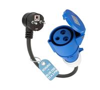 RamTouch Adaptateur CEE (Fiche Schuko Mâle vers Prise Femelle CEE P17 Bleue 32 A, 3 Pôles) | Câble Adaptateur 3G2,5 mm², 0,5 m / 230 V/Max. 16 A | pour Chargeur VE Réglable, Garage et Atelier