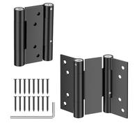 Ranbo Charnières Porte Battante 100 mm, Charnière Double Action Inox 304 avec Fermeture Automatique, Pour Porte Saloon/Western/Va-et-Vient/Comptoir, Charge 40 kg, Noir (2 Pièces)