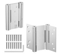 Ranbo Charnières Porte Battante 76 mm, Charnière Double Action Inox 304 avec Fermeture Automatique, Pour Porte Saloon/Western/Va-et-Vient/Comptoir, Charge 30 kg, Argenté (2 Pièces)