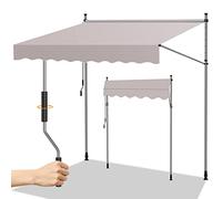 Randaco 350x120cm Auvent Rétractable Réglable en Hauteur et en Inclinaison, Store Banne Manuel avec Manivelle, Résistant aux UV et à l'eau pour Balcon Jardin, Facile à Installer Beige