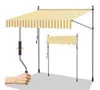 Randaco Auvent de Terrasse Rétractable, 400x120cm Store Balcon Résistant aux UV, Réglable en Hauteur, Store pour Balcon sans Trous à percer, 100% Polyester Orange Blanc
