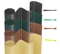 Randaco Brise-vue en PVC, brise-vue avec serre-câbles, réductible, résistant aux intempéries et aux UV, revêtement de balcon en imitation bambou, lattes renforcées, clôture de protection pour jardin