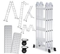Randaco Échelle Multifonction 7 en 1 en Aluminium - 4 x 4-470 cm - Échelle Pliante - Échelle de Travail - Échelle Simple - Plate-Forme de Travail