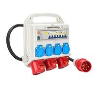 Randaco Répartiteur de courant avec interrupteur de protection FI 2 x CEE 400 V/16 4 x 230 V Schuko IP44 5 pôles Répartiteur de courant pour chantier Distributeur mural avec câble